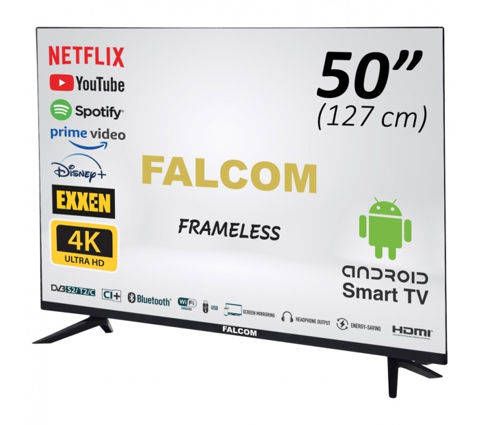 Smart Led TV Android 50" 4K DVB-S T2 C HDMI WiFi FALCOM