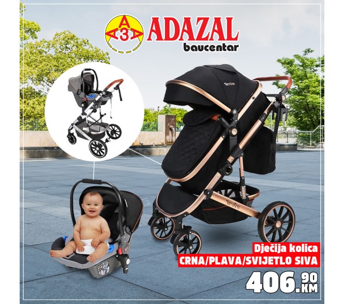 Dječija kolica u više boja CRNA,PLAVA,SVIJETLO SIVA AD23-013
